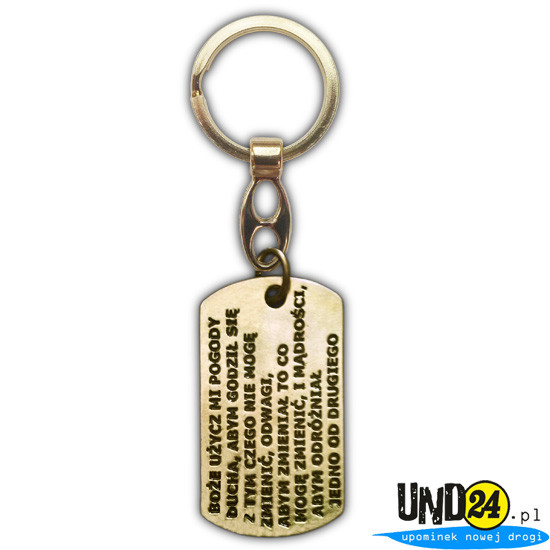 Brelok Nieśmiertelnik - Dromader - 24 Godziny - Modlitwa o Pogodę Ducha - Kolorowy w Amerykańskim Stylu