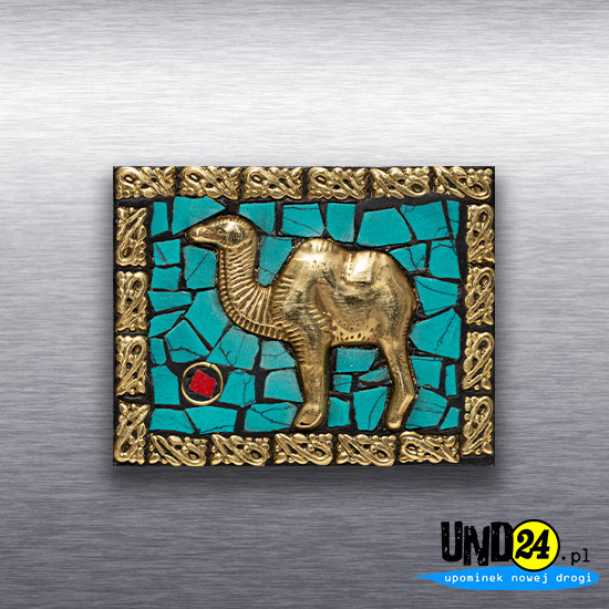 Magnes - Dromader - Płaskorzeźba inkrustowana kamieniami w kolorze turkusowym