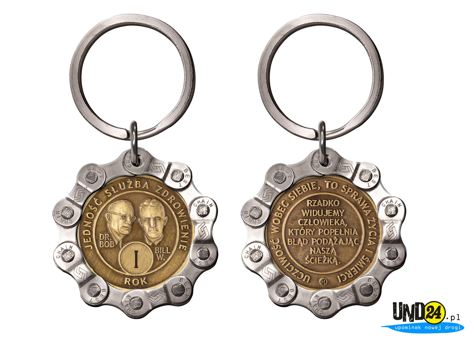 Designerski brelok - Medal 1. Rocznica trzeźwości w Łańcuchu