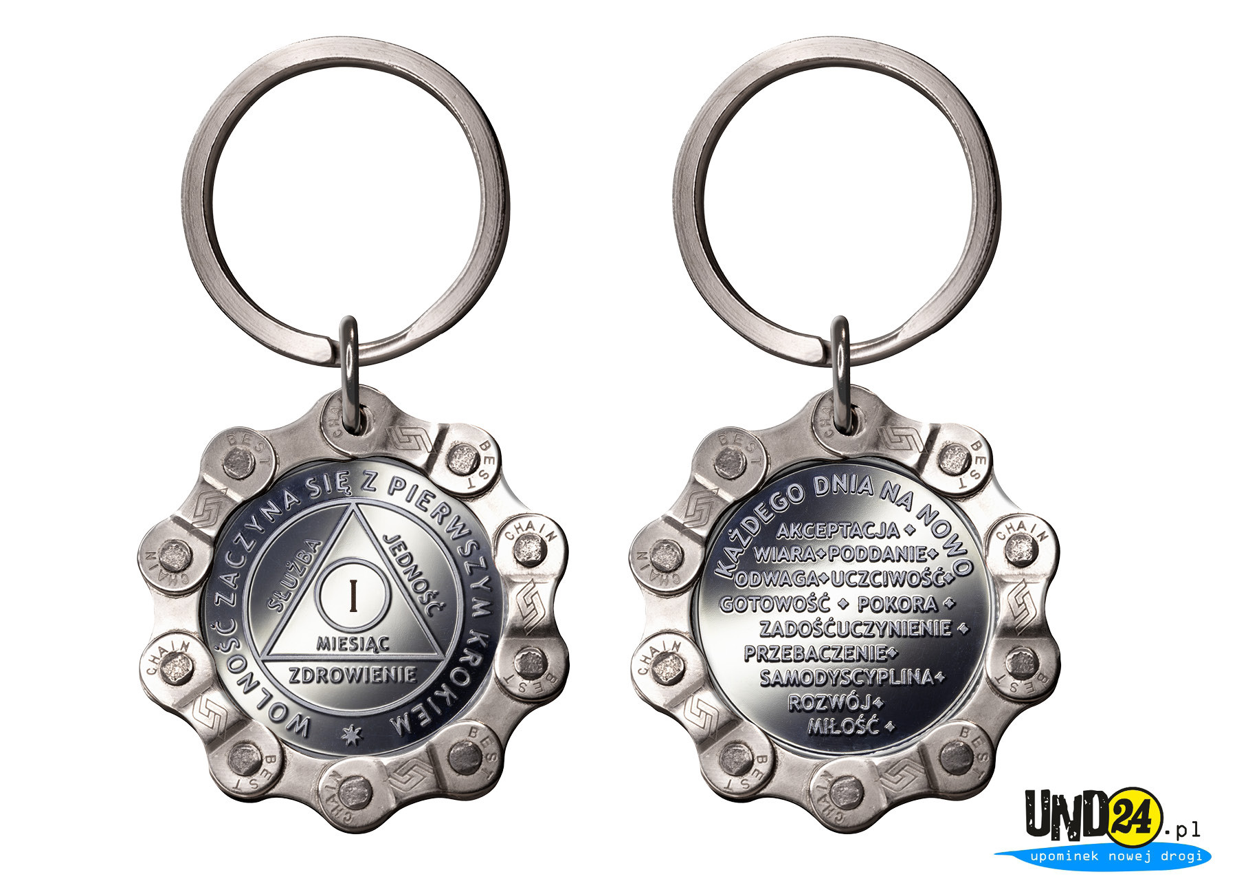 Designerski brelok - Medal 1. Miesiąc trzeźwości w Amerykańskim Stylu w Łańcuchu