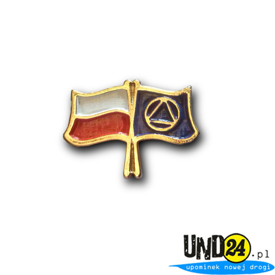 Znaczek - Pins - Dwuflagowa Przypinka - Flaga Polski - Trójkąt wpisany w okrąg - Polska